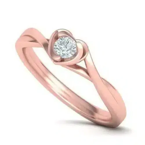 Inel logodna din aur roz inima cu diamant 0,15ct IL077