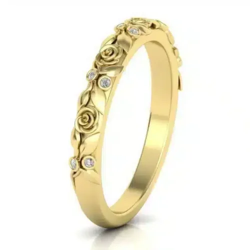 Inel logodna floral din aur galben IL122