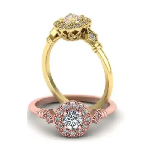 Inel Logodna Vintige Milgrain cu Diamante