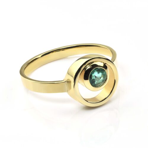 Inel din aur cu smarald rotund