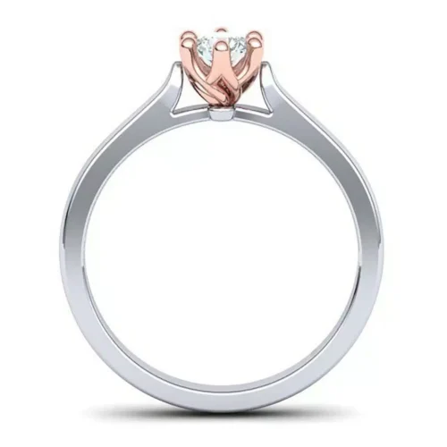 Inel Solitaire 6 gherute cu Diamant alb roz IL064