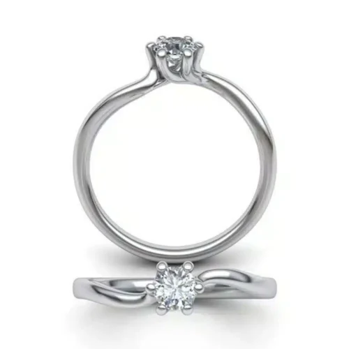 Inel solitaire aur alb cu diamant 0.25ct. IL065