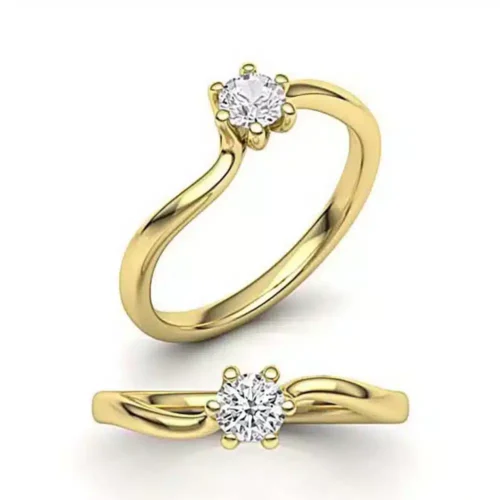 Inel solitaire aur galben cu diamant 0.25ct.