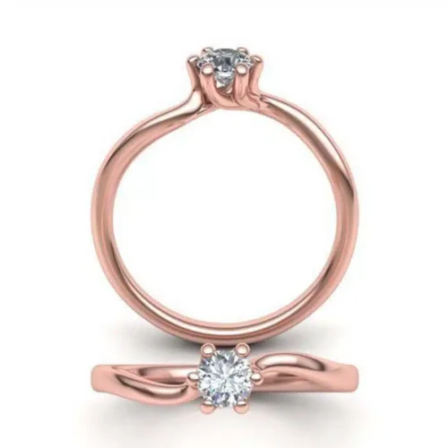 nel solitaire aur roz cu diamant 0.25ct.