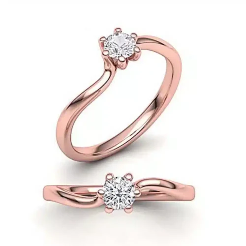 Inel solitaire aur roz cu diamant 0.25ct. IL065