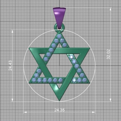 Pandantiv Steaua lui David cu Safire