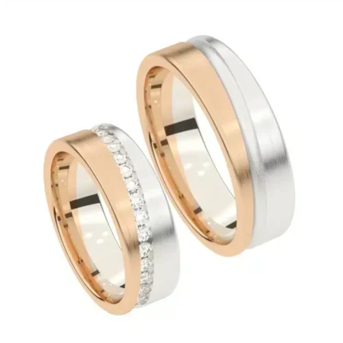 Verighete cu diamante pe diagonala