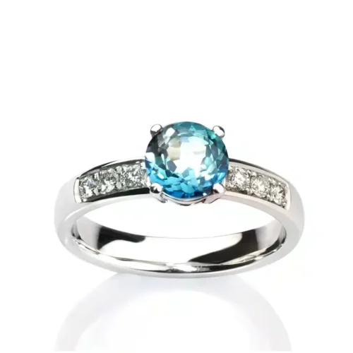 Inel aur cu swiss topaz si diamante