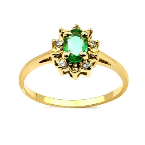 Inel aur galben cu smarald