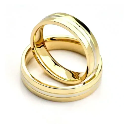 Verighete din aur alb si aur galben