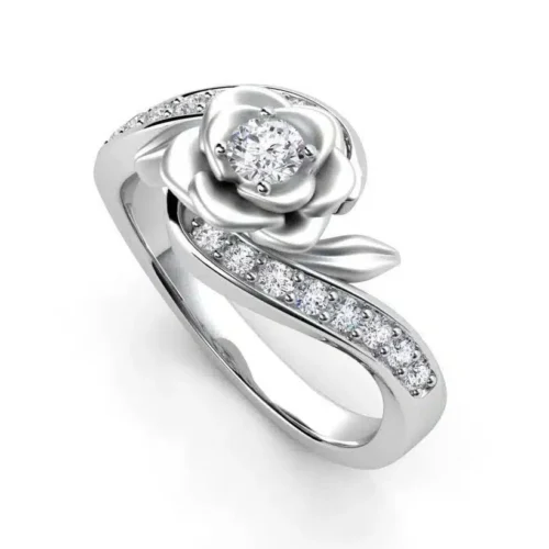 Inel de logodna din Aur Alb Trandafir