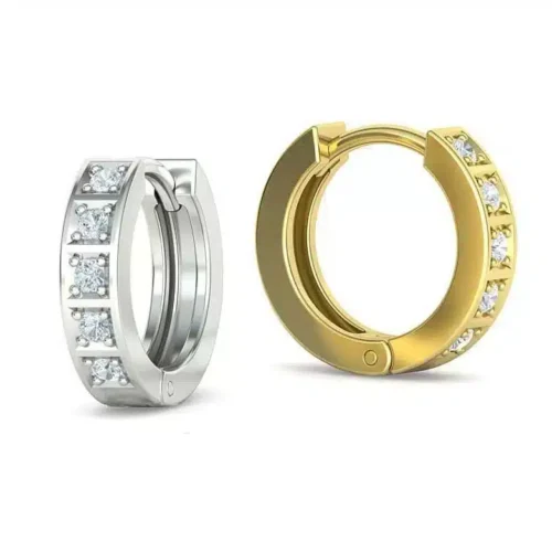 Cercei Rotunzi din Aur si Diamante