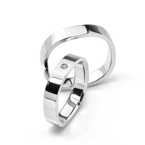 Verighete din Aur Patrate cu Diamant