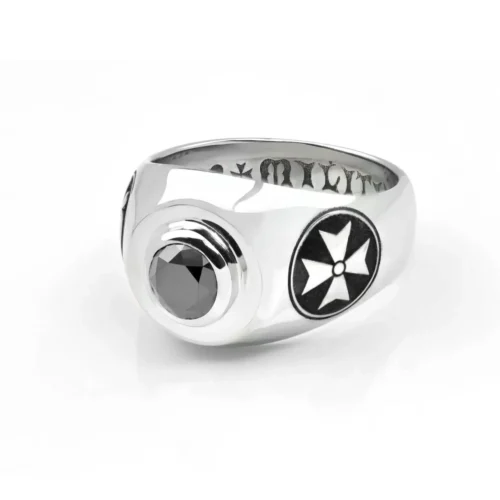 Inel Aur Masonic cu Diamant Negru