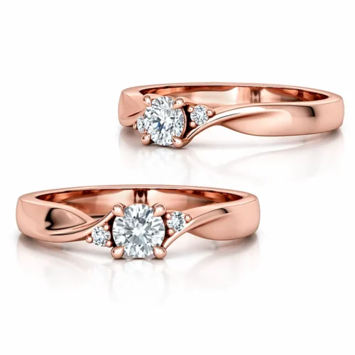 Inel AUR ROZ cu diamant 0,30ct natural IL212