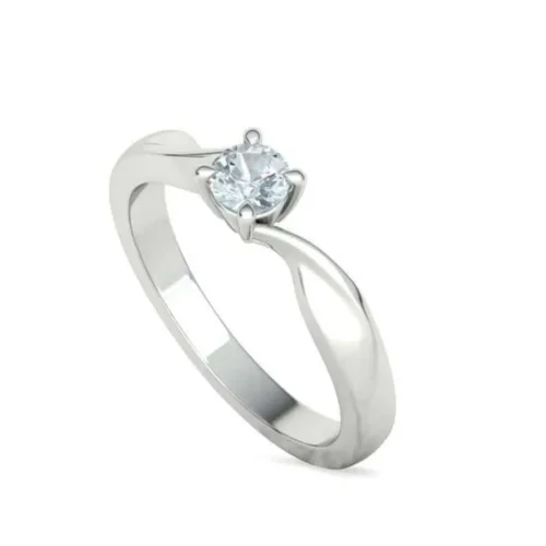 Inel aur alb de logodnă Twisted cu diamant IL003