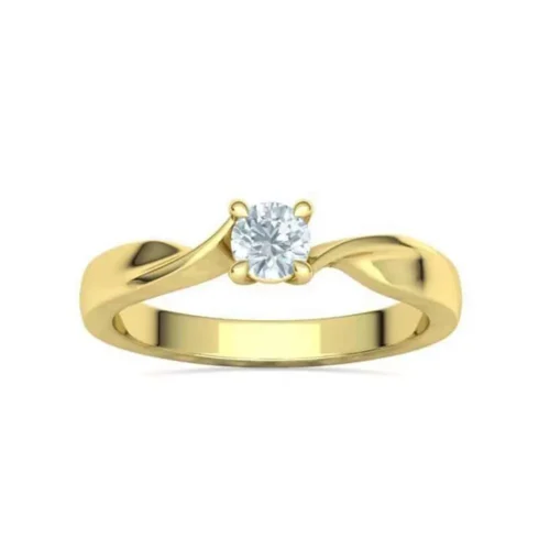 Inel aur galben de logodnă Twisted cu diamant IL003