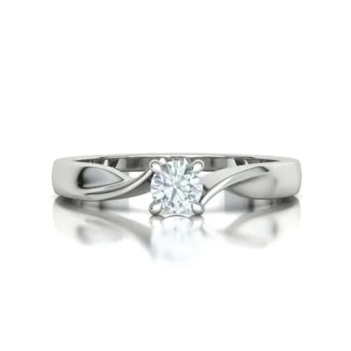 Inel de logodnă aur alb Twisted cu diamant IL003