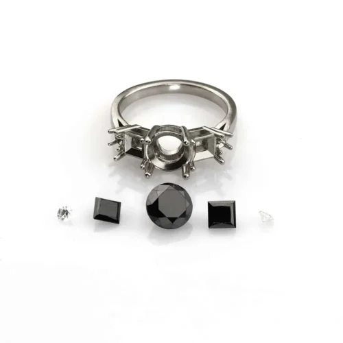 Inel din Aur ALB cu Diamante Negre IL211