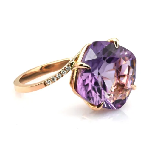 Inel din Aur cu Ametist Cushion