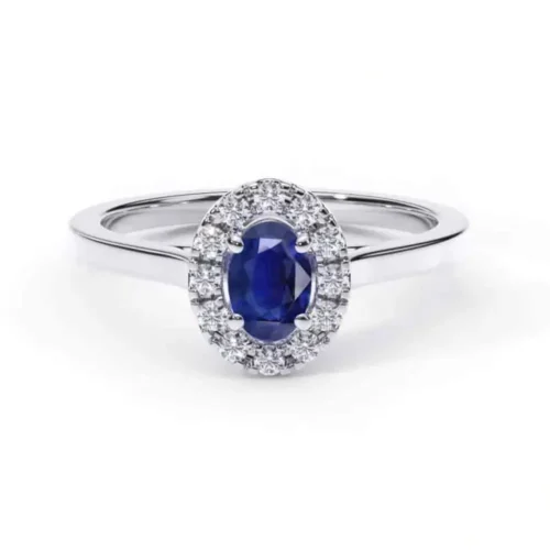 Inel din aur alb cu safir si diamante IL213