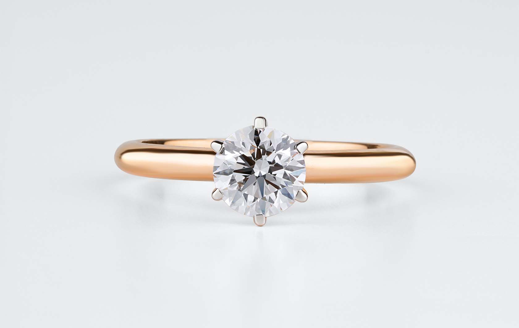 Inel de logodnă aur roz cu diamant solitaire DiamondStone