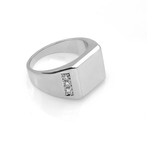 Inel barbatesc degetul mic cu diamante