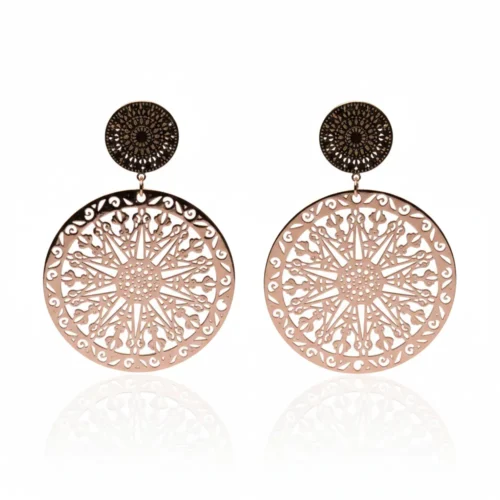 Cercei dantelati aur roz dama