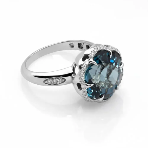 inel aur alb 14 k london topaz cu diamante