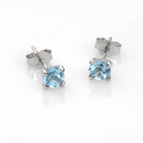 Cercei aur alb cu Blue Topaz