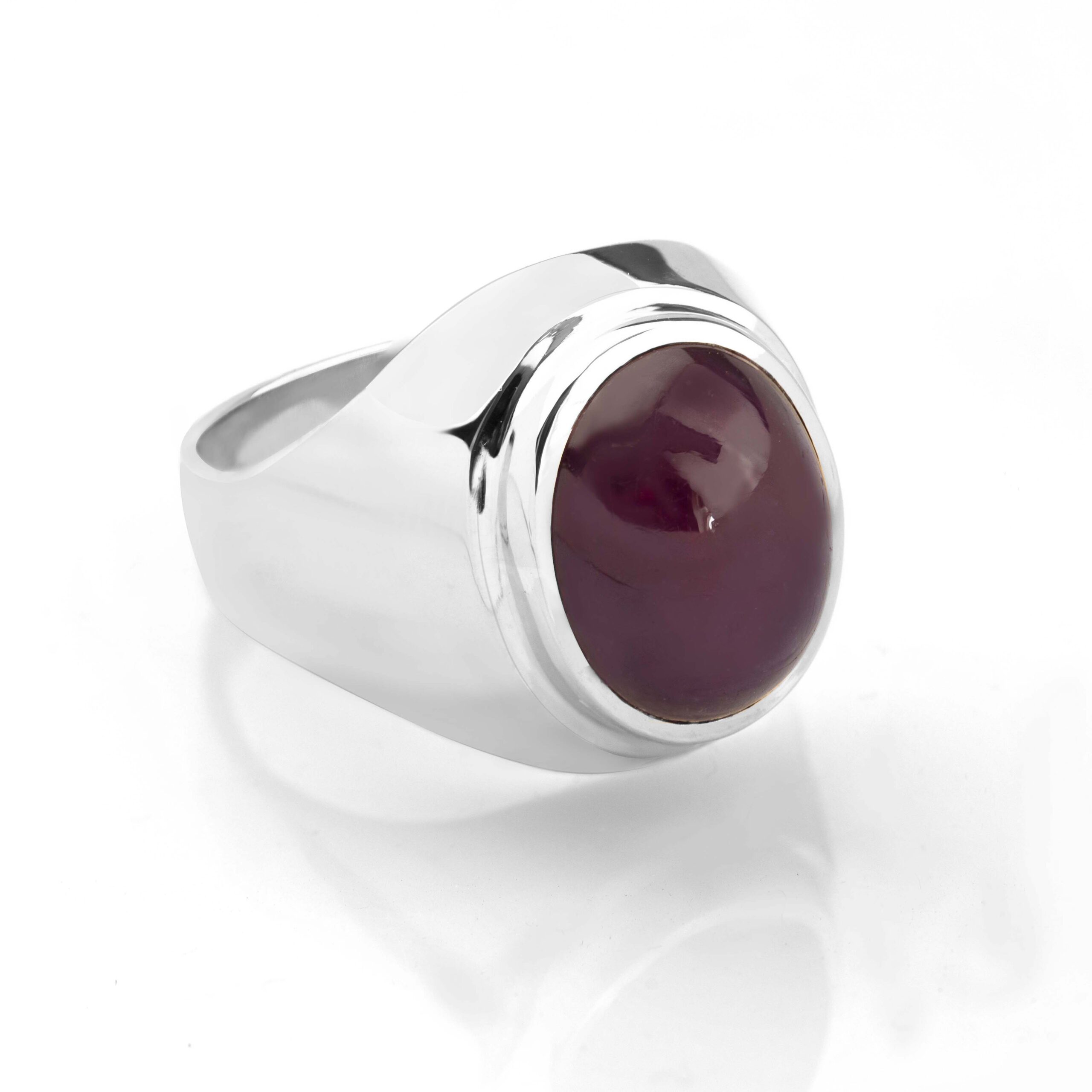 Inel barbatesc cu rubin caboshon ILS032 - imagine 2