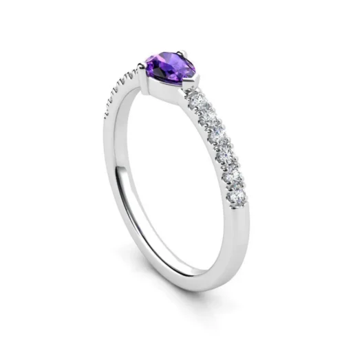 Inel AUR cu ametist si diamante naturale IL233