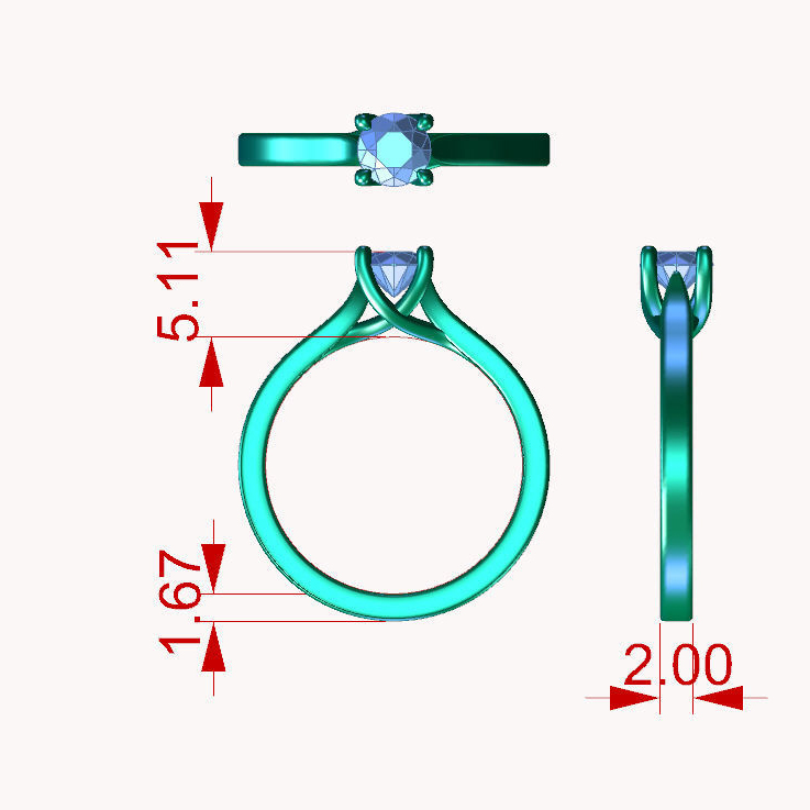 Inel solitaire simplu cu diamant 0.30ct IL230 - imagine 5