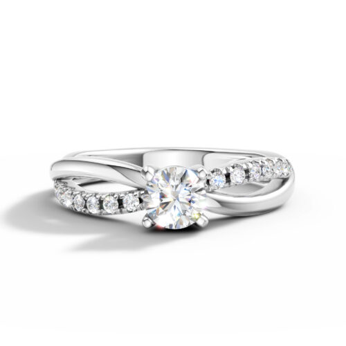 Inel logodna cu diamant banda rasucita