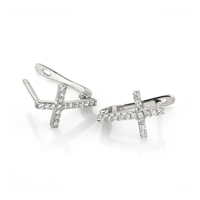 Cercei cruce cu diamante 0.32ct CT064 - imagine 2