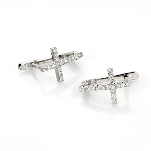 Cercei cruce cu diamante 0.32ct