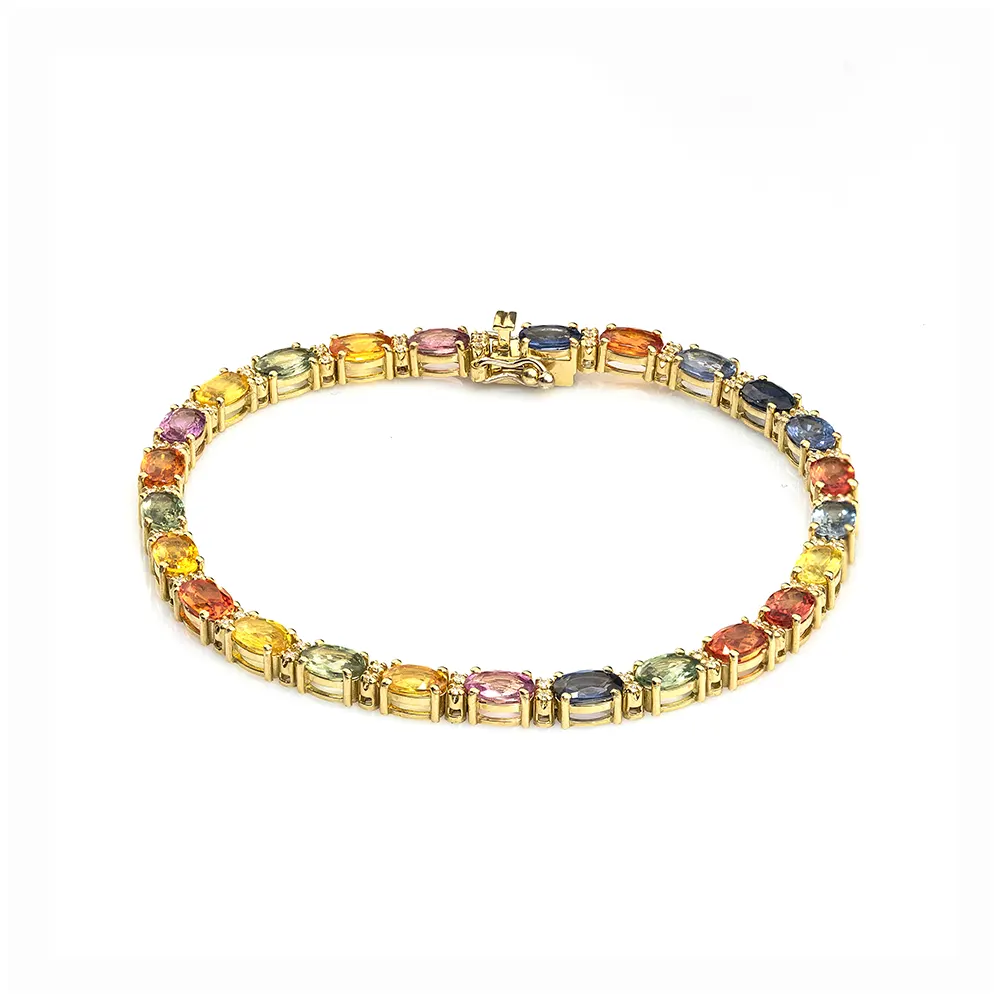 Bratara tennis cu safire colorate si diamante