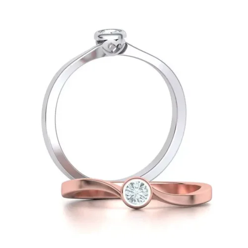 Inel Solitaire Inimă montura Bezel 0.10ct
