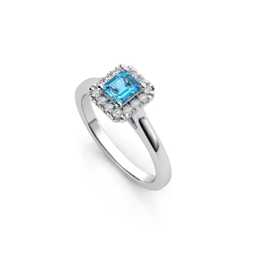 Inel Aur Blue Topaz cu Diamante IL244