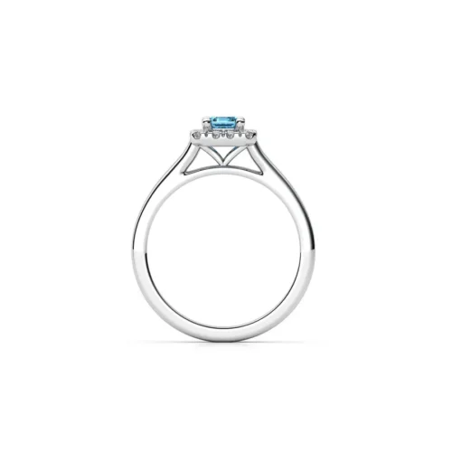 Inel din Aur alb Blue Topaz cu Diamante IL244