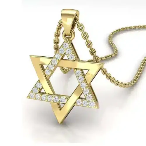 Pandantiv Aur galben Steaua lui David cu diamante PD016