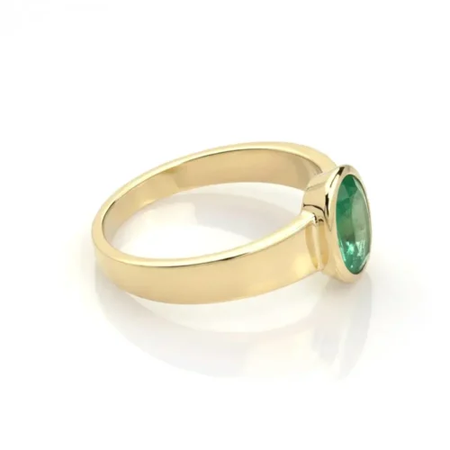 inel din aur cu smarald in caseta LATERAL