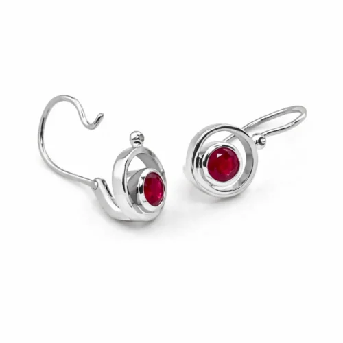 Cercei din Aur ALB cu Rubin CT069