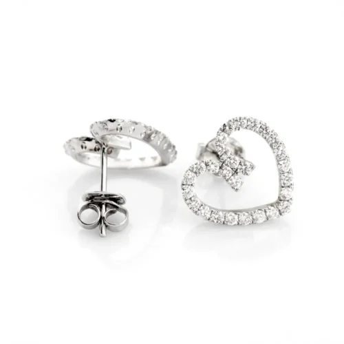 Cercei inimioare din aur alb cu diamante de 1.0ct