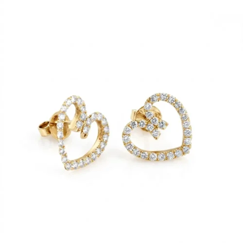 Cercei inimioare din aur galben cu diamante de 1.0ct CT067