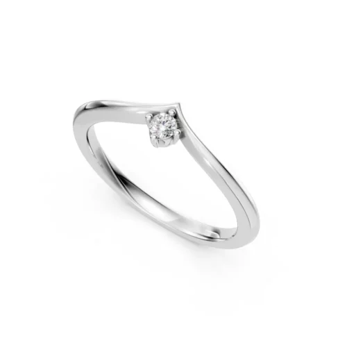 Inel din aur alb de 14K cu diamant (0.05 ct)