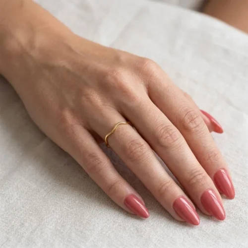 Inel din aur galben valuri ILS039 mana