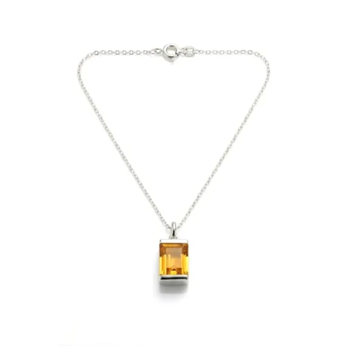 Pandantiv din Aur ALB cu Citrin Natural Emerald CT070