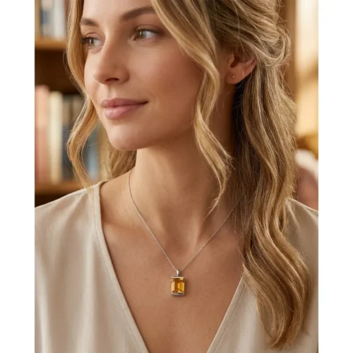 Pandantiv din Aur cu Citrin Natural Emerald FATA CT070