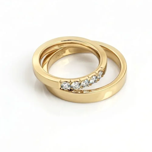 Verighete Aur Galben 14K cu 5 Diamante 0.30ct - VR196